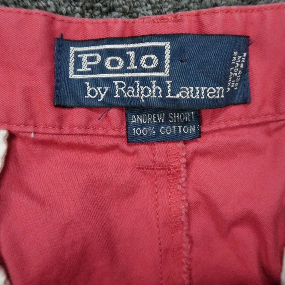 VINTAGE Polo Ralph Lauren Shorts Mens 32 Red Andrew Double Two Pleat Chino